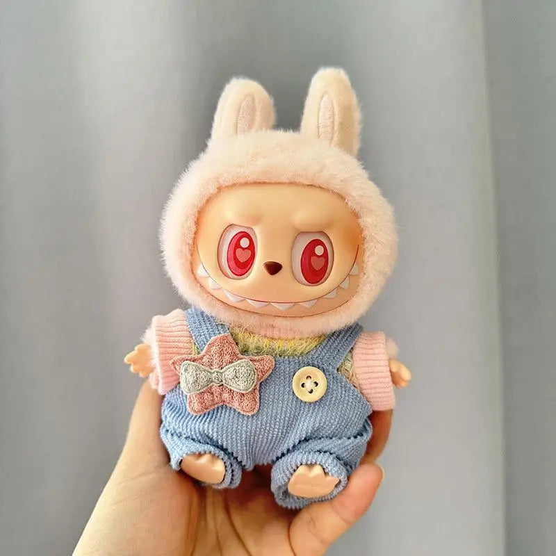 17cm Mini Plush Doll'S Clothes Outfit Accessories For Korea Kpop Exo Labubu I II Idol Dolls Sitting Party overalls Clothing Gift