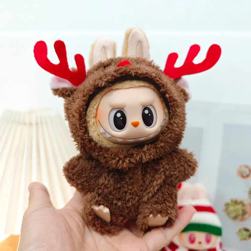 17cm Mini Plush Doll'S Clothes Outfit Accessories for Labubu Idol V1 V2 Christmas Cookie Man Sweater Hat Clothing New Year Gift