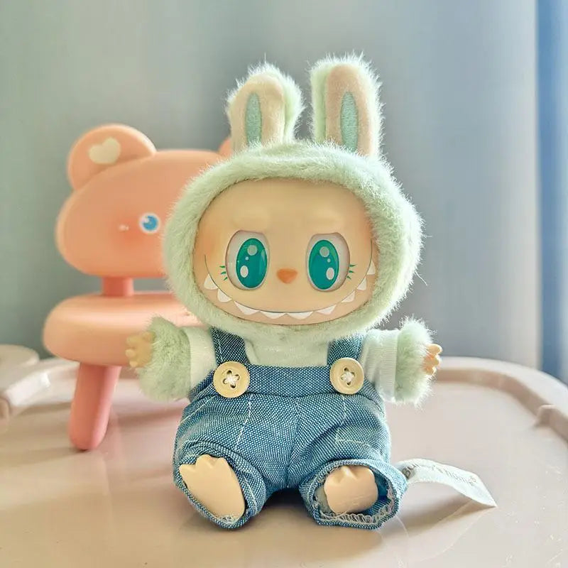 17cm Mini Plush Doll'S Clothes Outfit Accessories For Korea Kpop Exo Labubu I II Idol Dolls Sitting Party overalls Clothing Gift