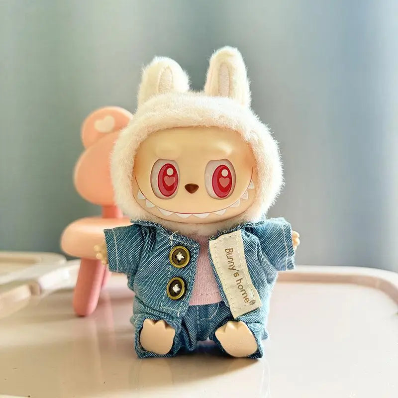 17cm Mini Plush Doll'S Clothes Outfit Accessories For Korea Kpop Exo Labubu I II Idol Dolls Sitting Party overalls Clothing Gift