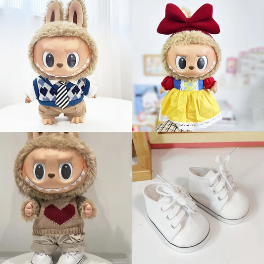 LABUBU FLIP WITH ME Vinyl Doll Clothes 40cm Labubu Skirt High end Customized Doll Academy Style Clothes Canvas Shoes