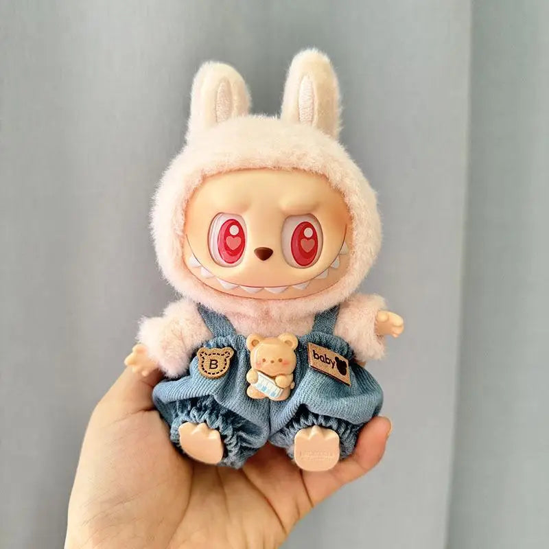 17cm Mini Plush Doll'S Clothes Outfit Accessories For Korea Kpop Exo Labubu I II Idol Dolls Sitting Party overalls Clothing Gift