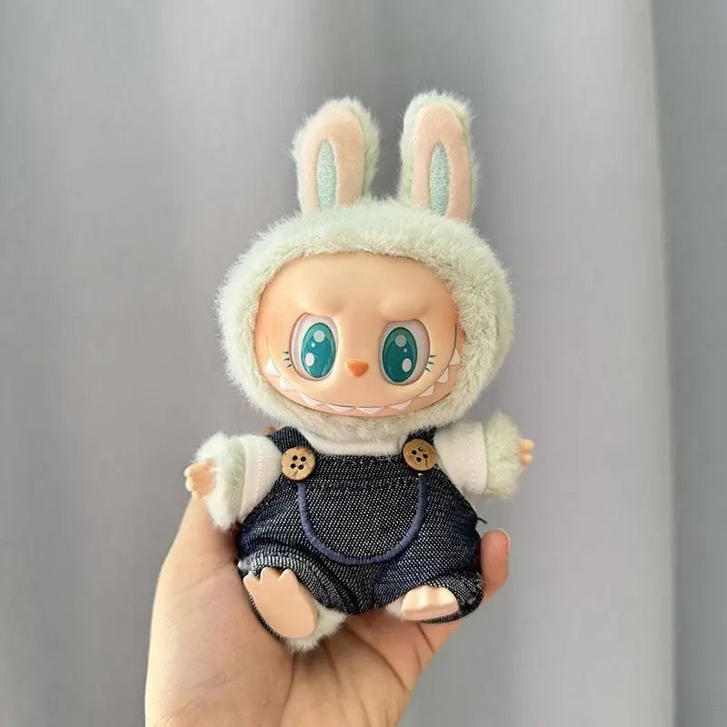 17cm Mini Plush Doll'S Clothes Outfit Accessories For Korea Kpop Exo Labubu I II Idol Dolls Sitting Party overalls Clothing Gift