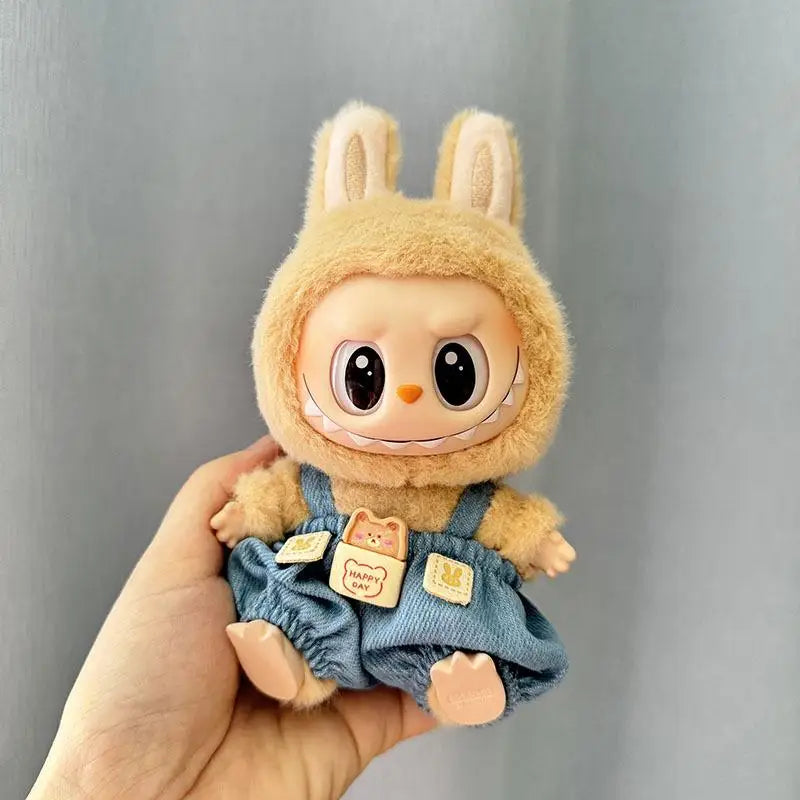 17cm Mini Plush Doll'S Clothes Outfit Accessories For Korea Kpop Exo Labubu I II Idol Dolls Sitting Party overalls Clothing Gift