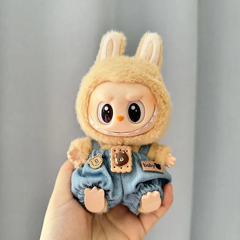 17cm Mini Plush Doll'S Clothes Outfit Accessories For Korea Kpop Exo Labubu I II Idol Dolls Sitting Party overalls Clothing Gift