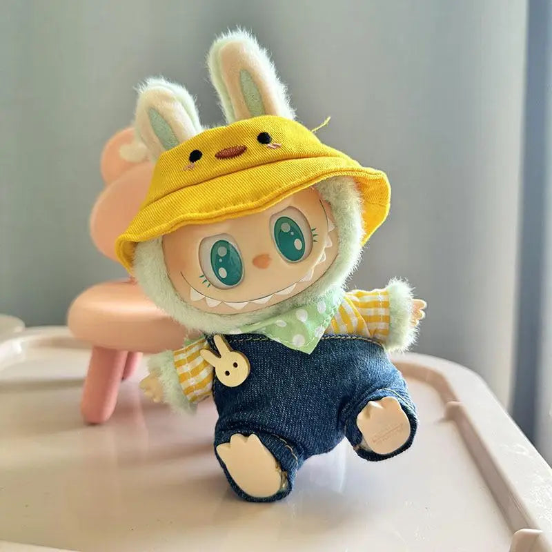 17cm Mini Plush Doll'S Clothes Outfit Accessories For Korea Kpop Exo Labubu I II Idol Dolls Sitting Party overalls Clothing Gift