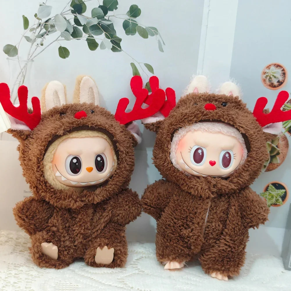 17cm Mini Plush Doll'S Clothes Outfit Accessories for Labubu Idol V1 V2 Christmas Cookie Man Sweater Hat Clothing New Year Gift