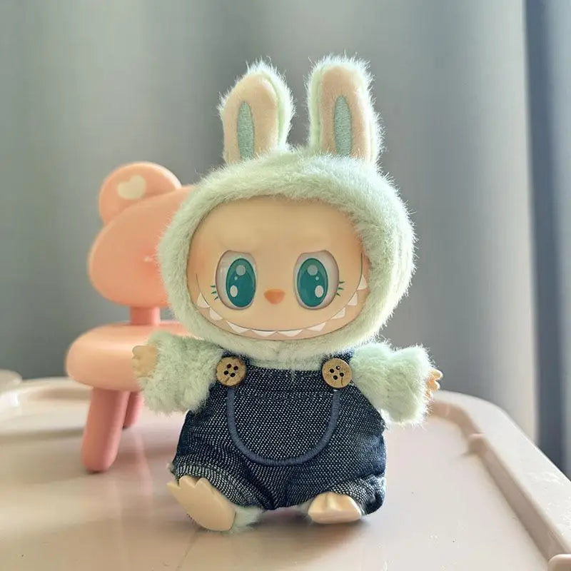 17cm Mini Plush Doll'S Clothes Outfit Accessories For Korea Kpop Exo Labubu I II Idol Dolls Sitting Party overalls Clothing Gift